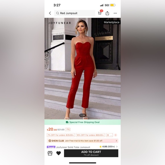 Red strapless Romper - Picture 1 of 4